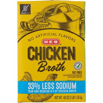 H-E-B Reduced Sodium Chicken Broth, 48 oz