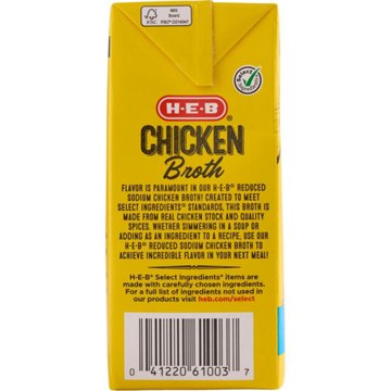H-E-B Reduced Sodium Chicken Broth, 48 oz