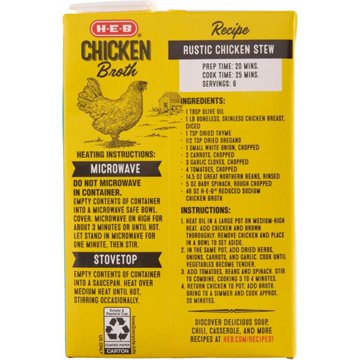H-E-B Reduced Sodium Chicken Broth, 48 oz