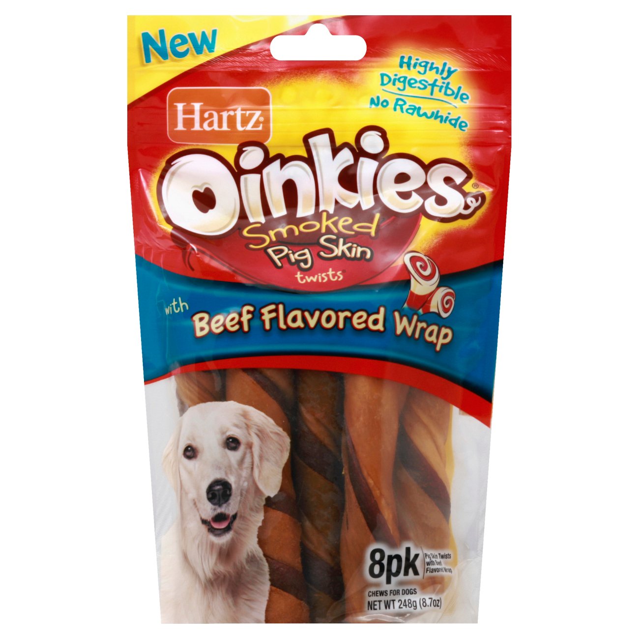Hartz Oinkies Smoked Pig Skin Twists with Beef Dog Treats Shop Bones