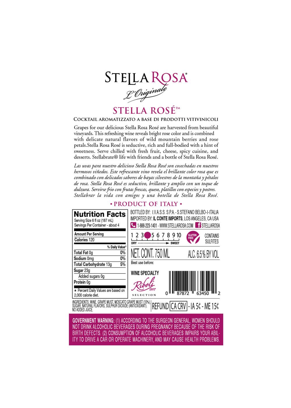 Stella Rosa Rose Semi-Sweet Rosé Wine; image 4 of 8