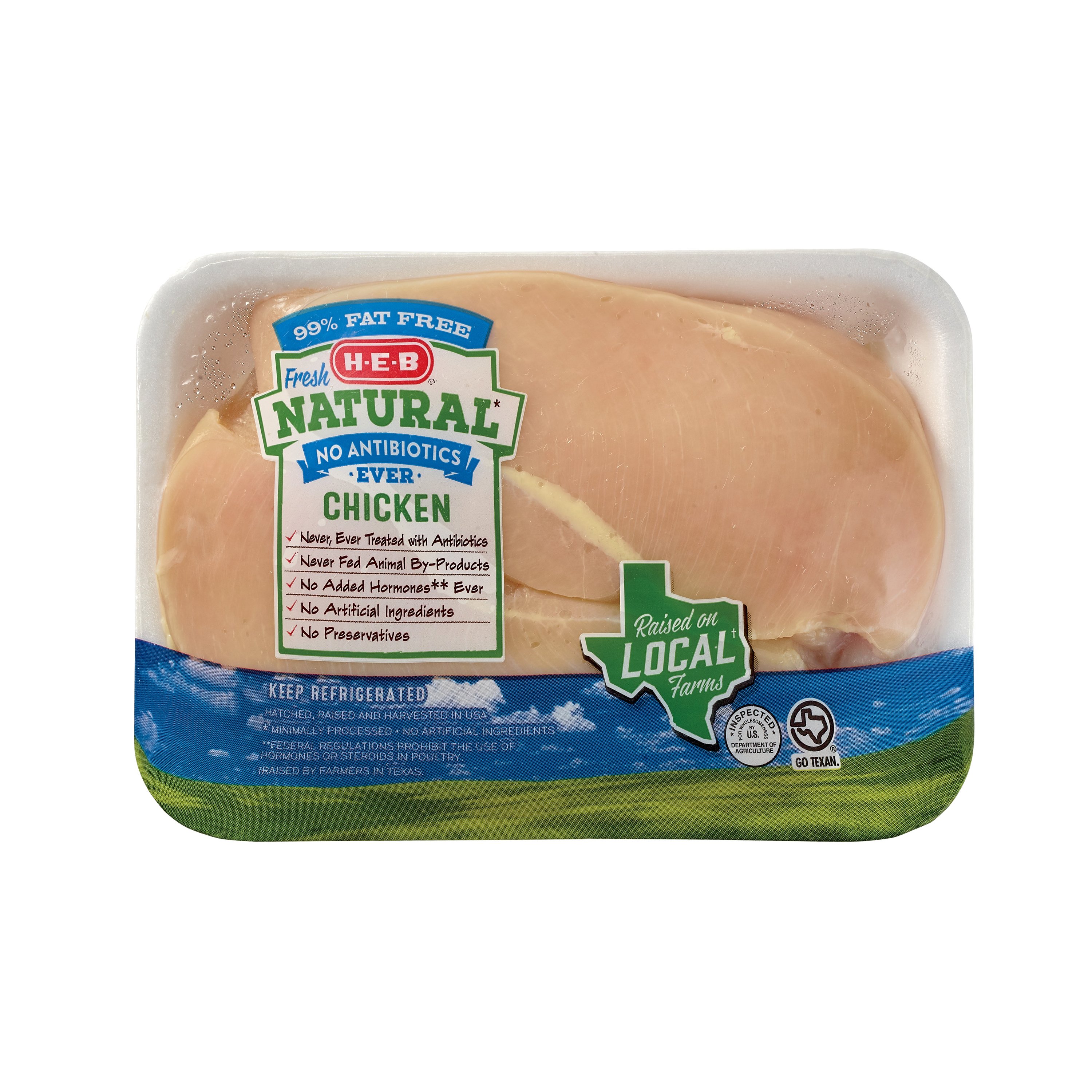 H-E-B Natural Boneless Skinless Chicken Breasts, 99% Fat Free - Shop ...