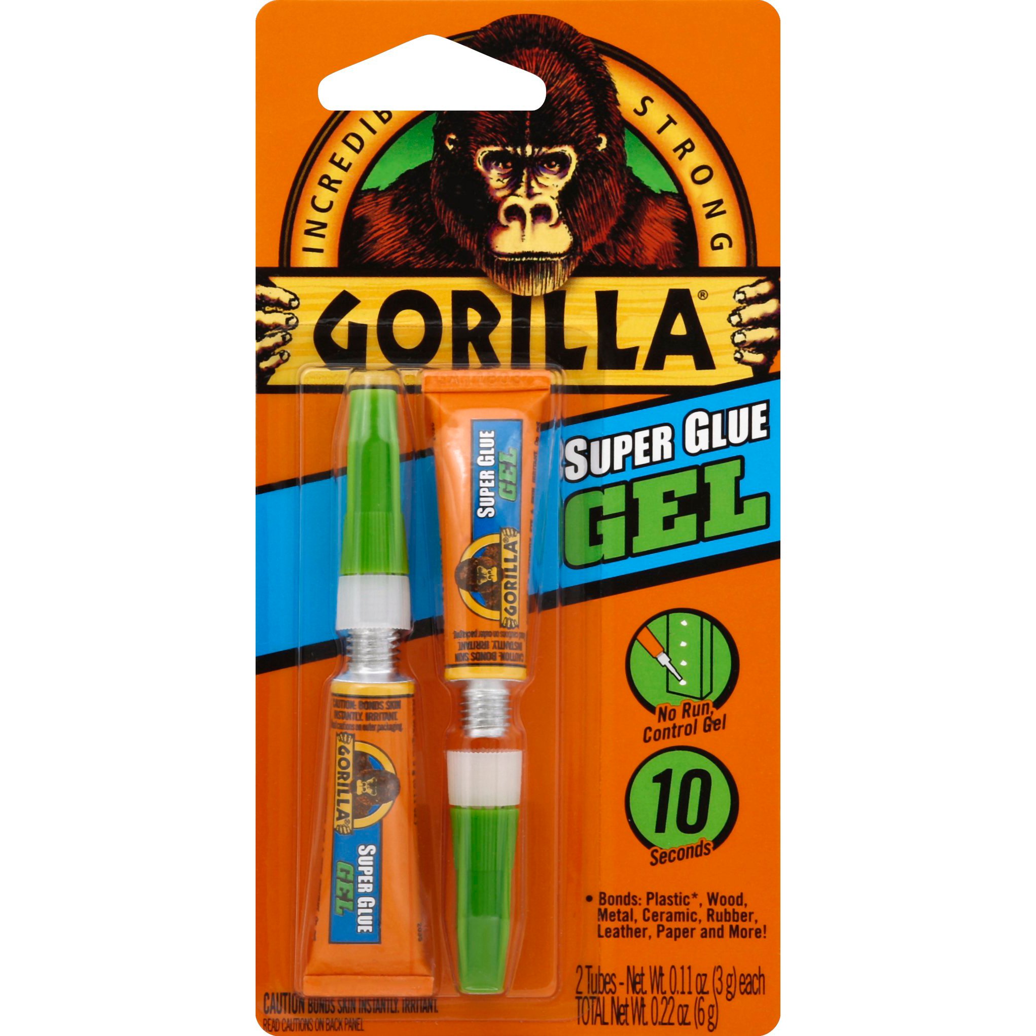 Gorilla Super Glue, Two 3 Gram Tubes, Clear, (Pack of 1) 