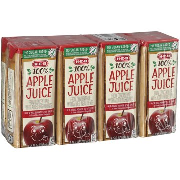 H-E-B 100% Apple Juice 8 pk Juice Boxes, 6.75 oz