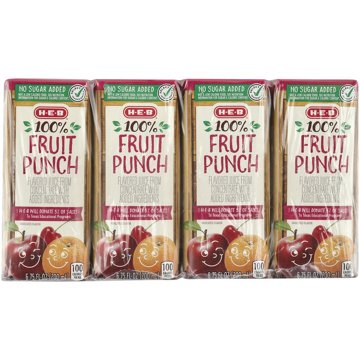 H-E-B 100% Fruit Punch 8 pk Juice Boxes, 6.75 oz