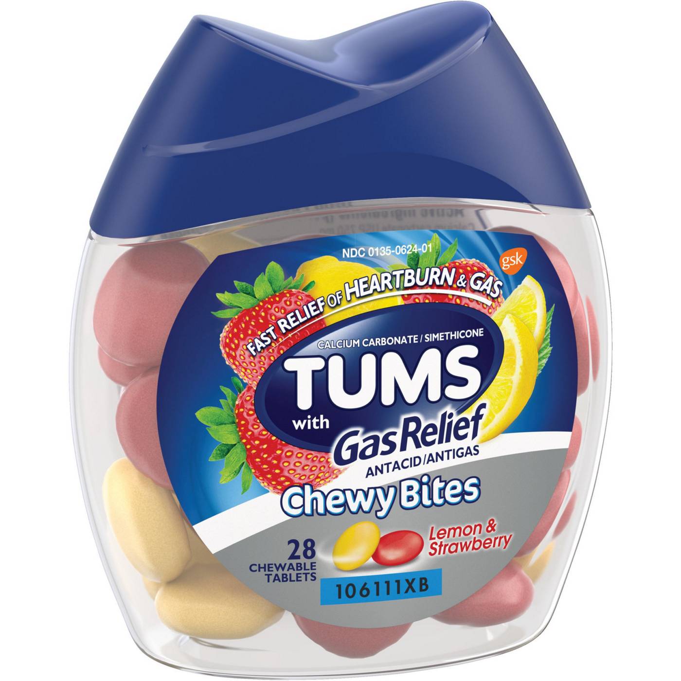 Tums Chewy Bites Lemon and Strawberry Antacid Tablets; image 1 of 8