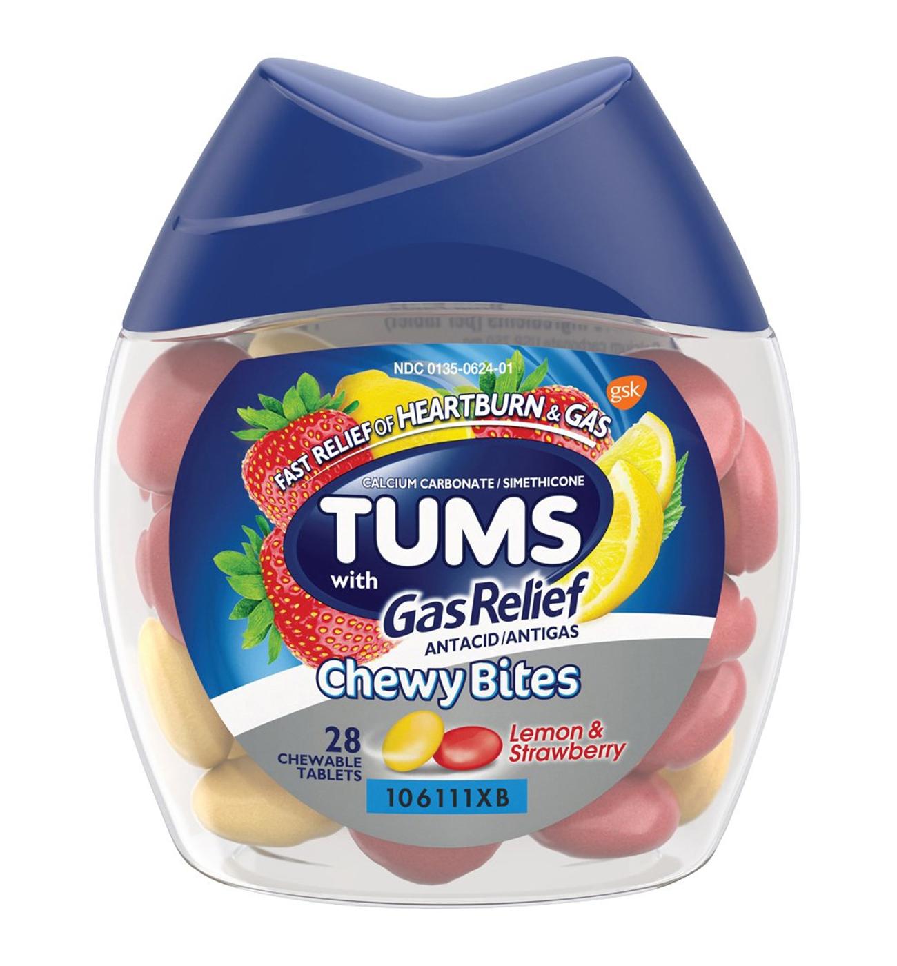 Tums Chewy Bites Lemon and Strawberry Antacid Tablets; image 3 of 8
