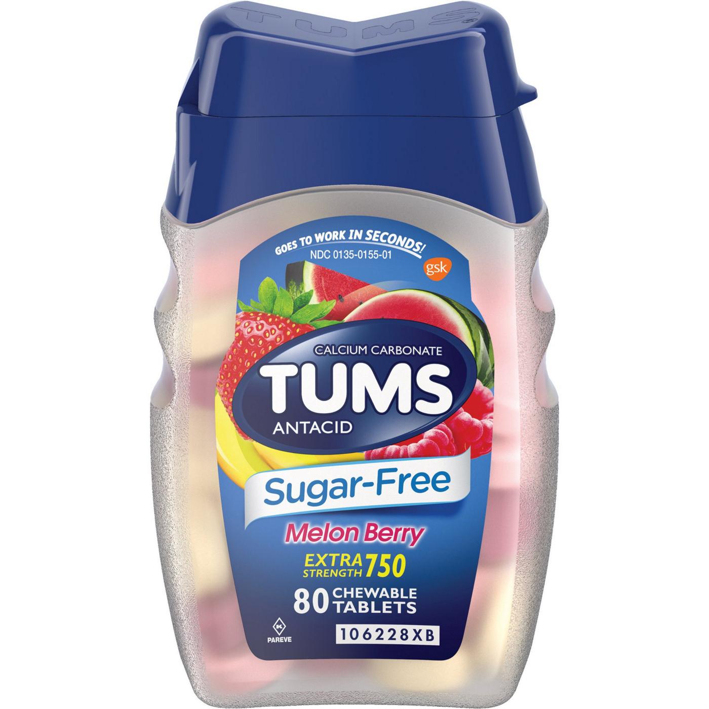 Tums Antacid Sugar Free Chewable Tablets - Melon Berry; image 1 of 7