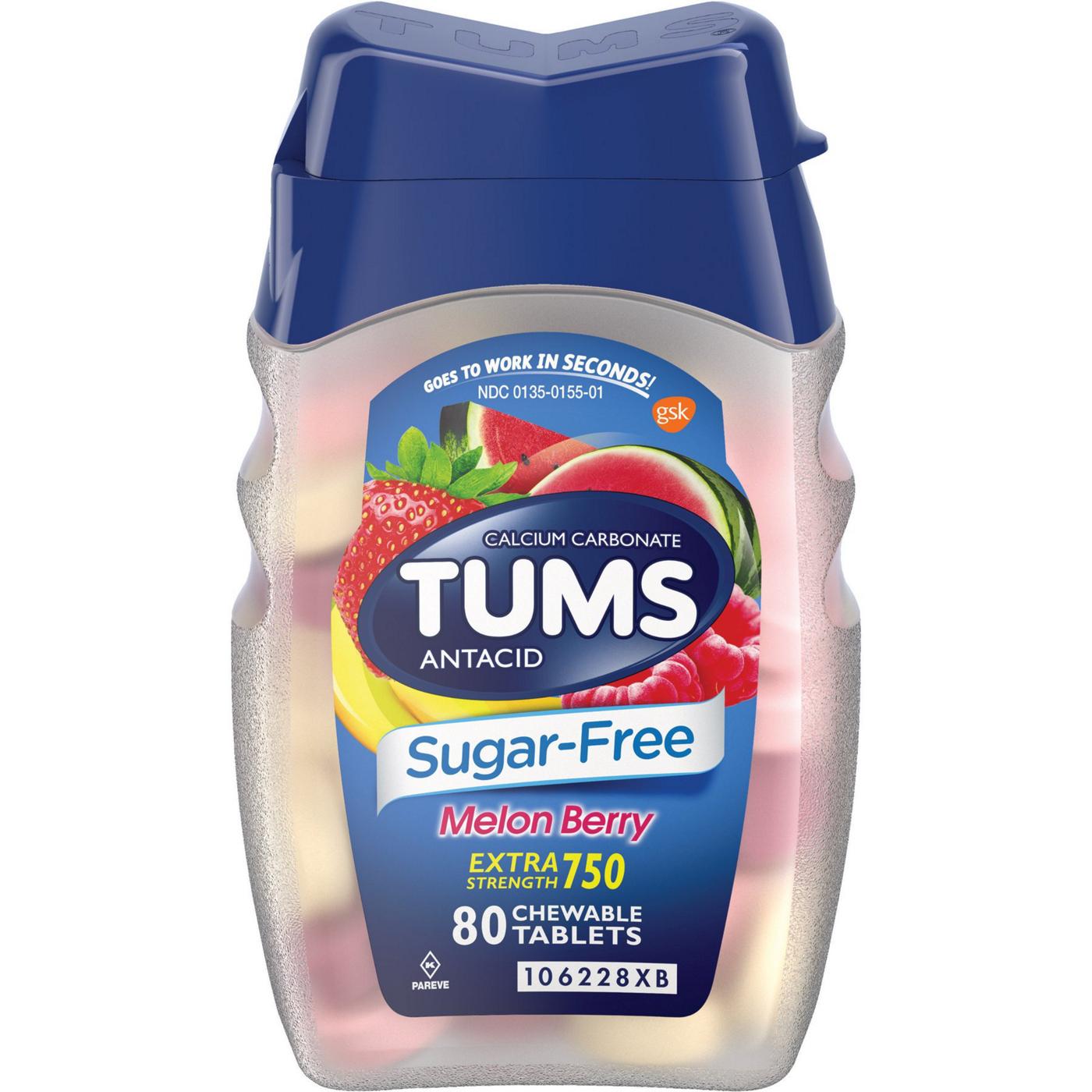 Tums Extra Strength Sugar Free Antacids, Melon Berry; image 1 of 9