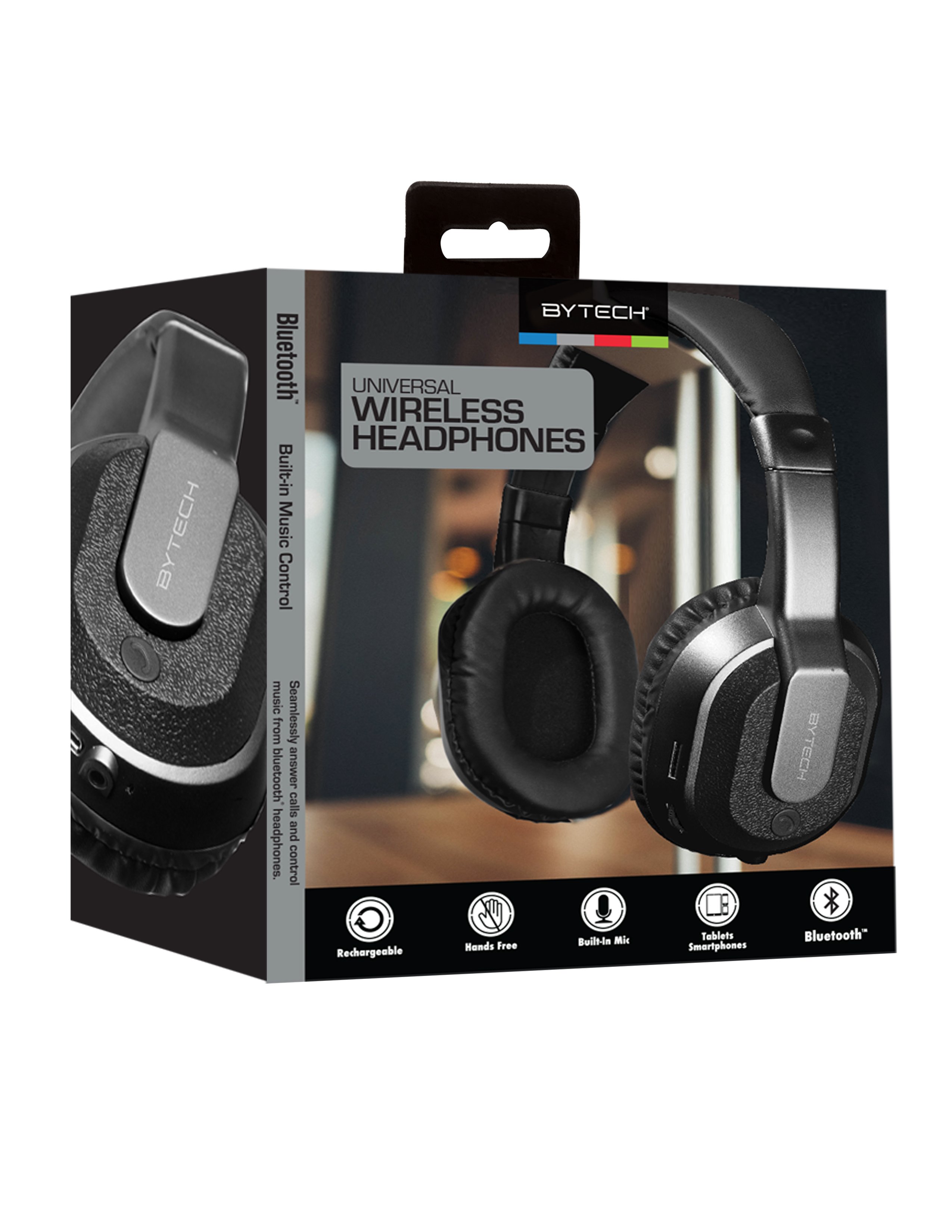 Bytech Chrome Bluetooth Headphones With Case Black Shop Audio at HEB