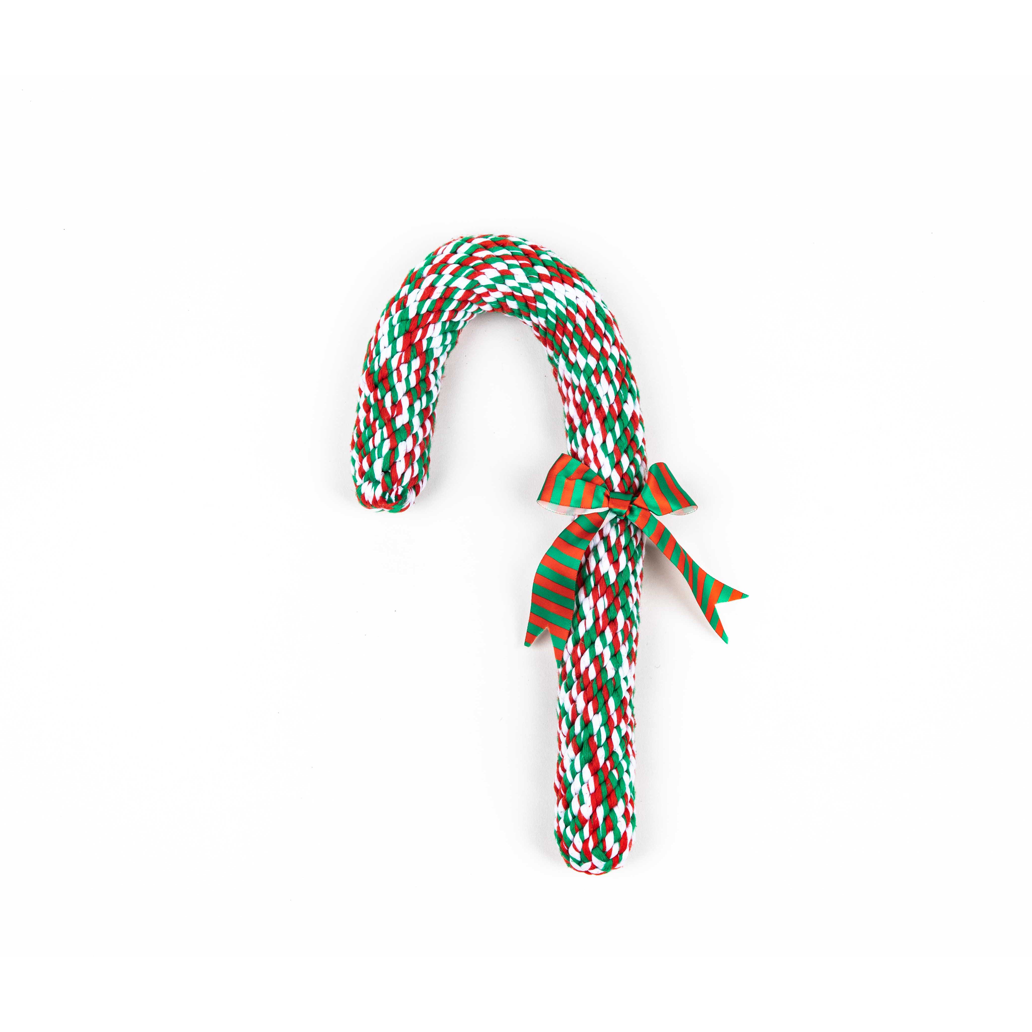 Woof and Whiskers Candy Cane Rope Red Green Plush Dog Toy Shop Dogs
