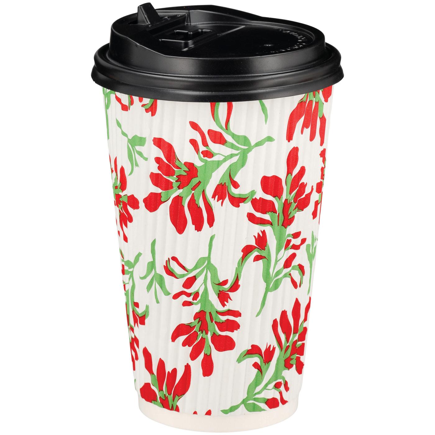 Acadian Trading One Grip Insulated Hot Drink Cups with Lids 16 oz