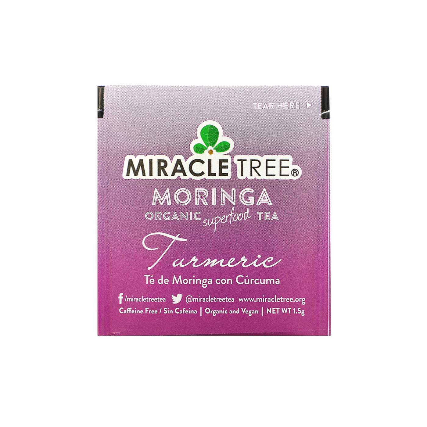 Miracle Tree Organic Turmeric Moringa Tea Bags; image 2 of 4