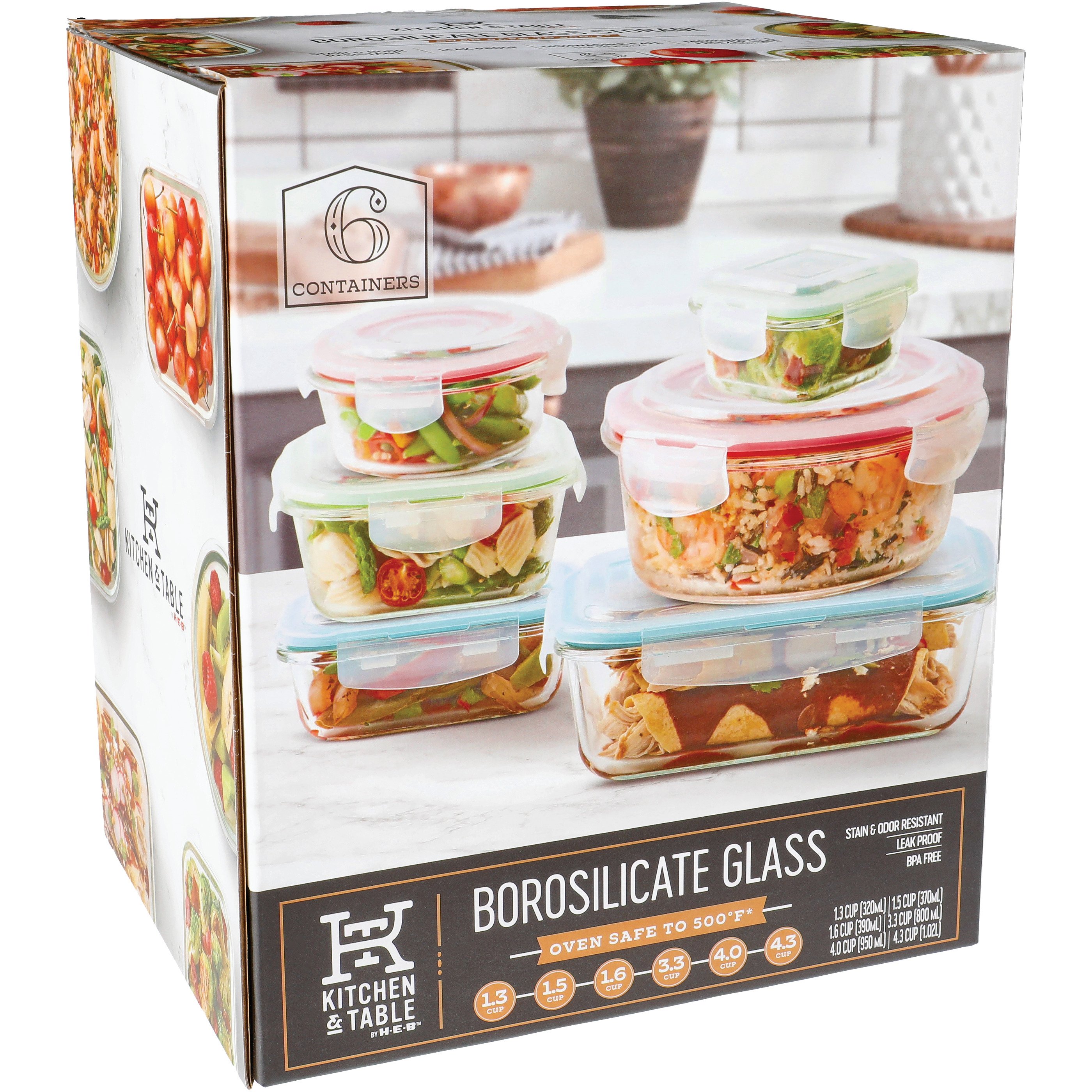 Kitchen & Table by H-E-B Multi-Color Borosilicate Glass Food Storage Set