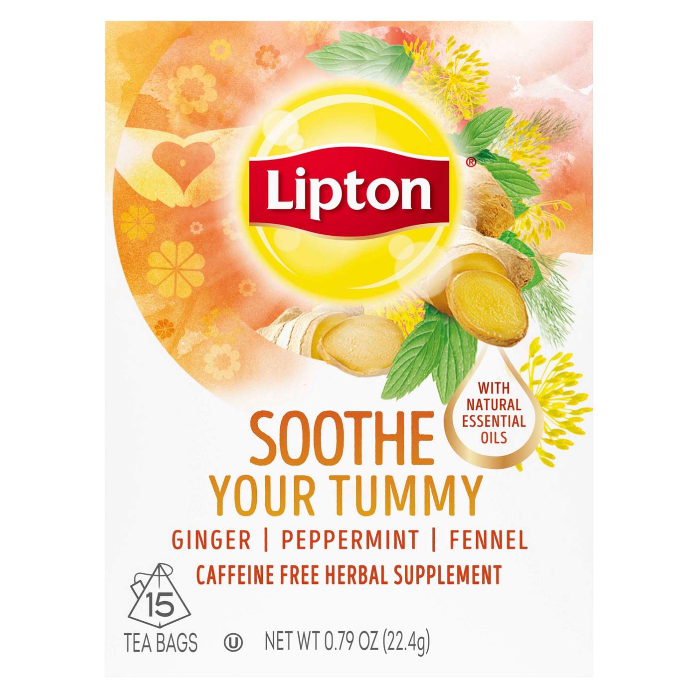 Lipton Ginger, Peppermint, and Fennel Soothe Your Tummy Herbal Supplement Tea Bags Shop Tea at
