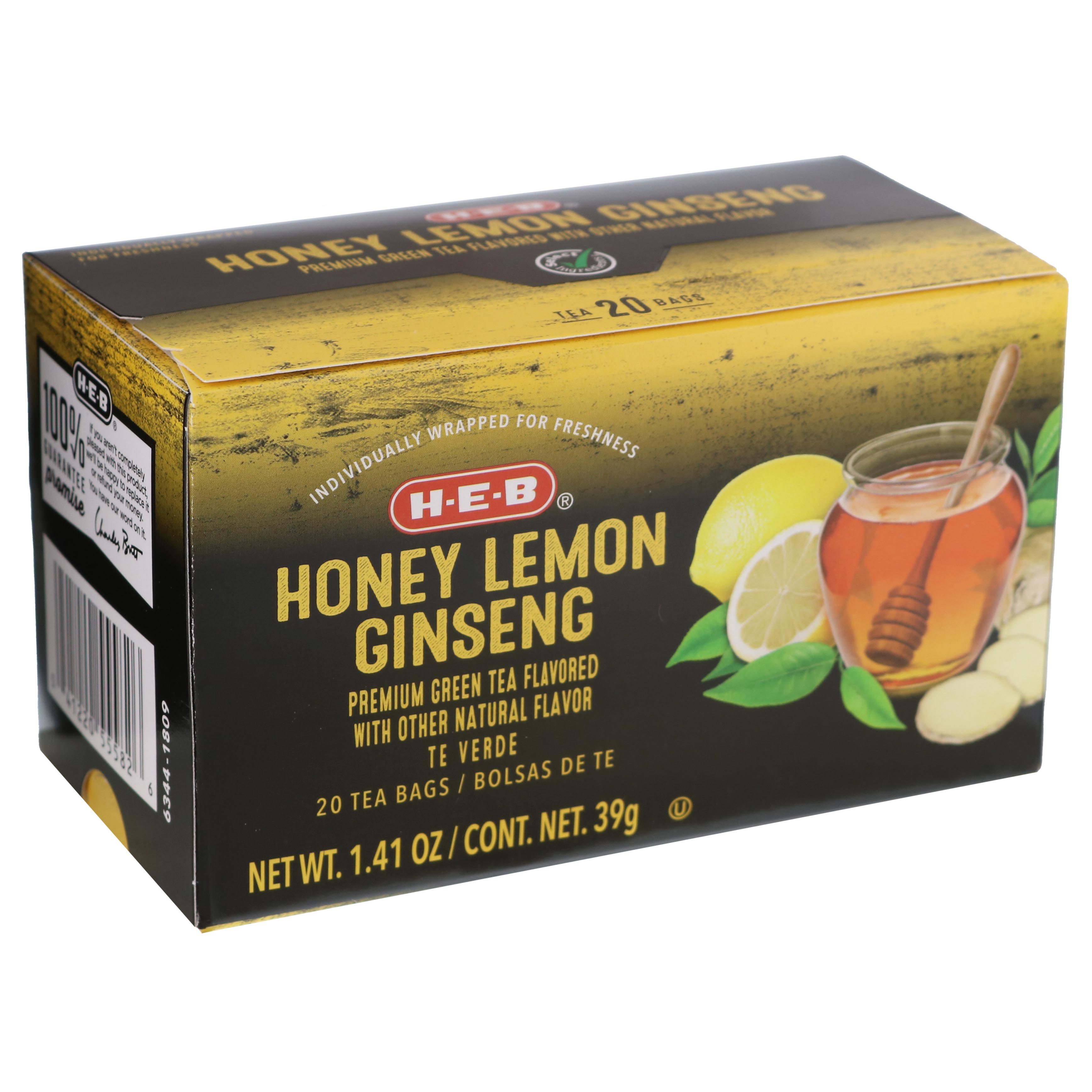 HEB Select Ingredients Honey Lemon Ginseng Green Tea Bags Shop Tea