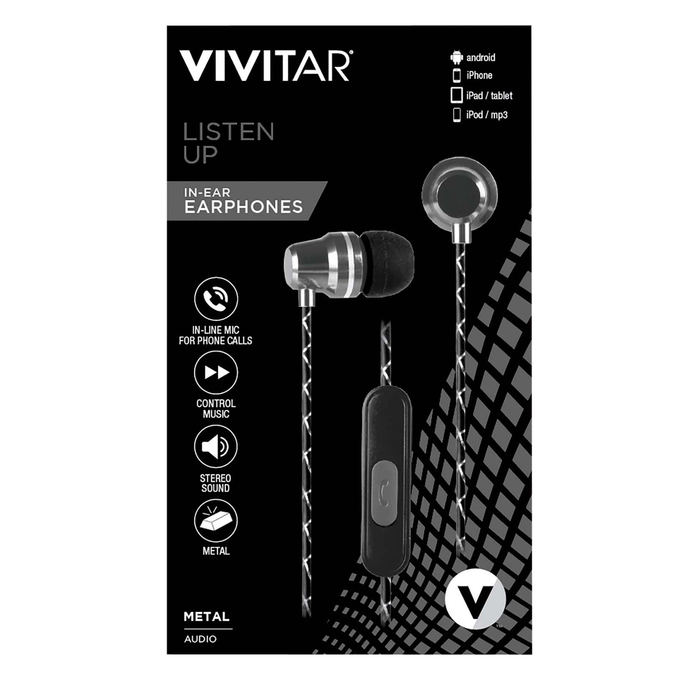 Vivitar Metallic Stereo Earbuds Black Shop Headphones at HEB