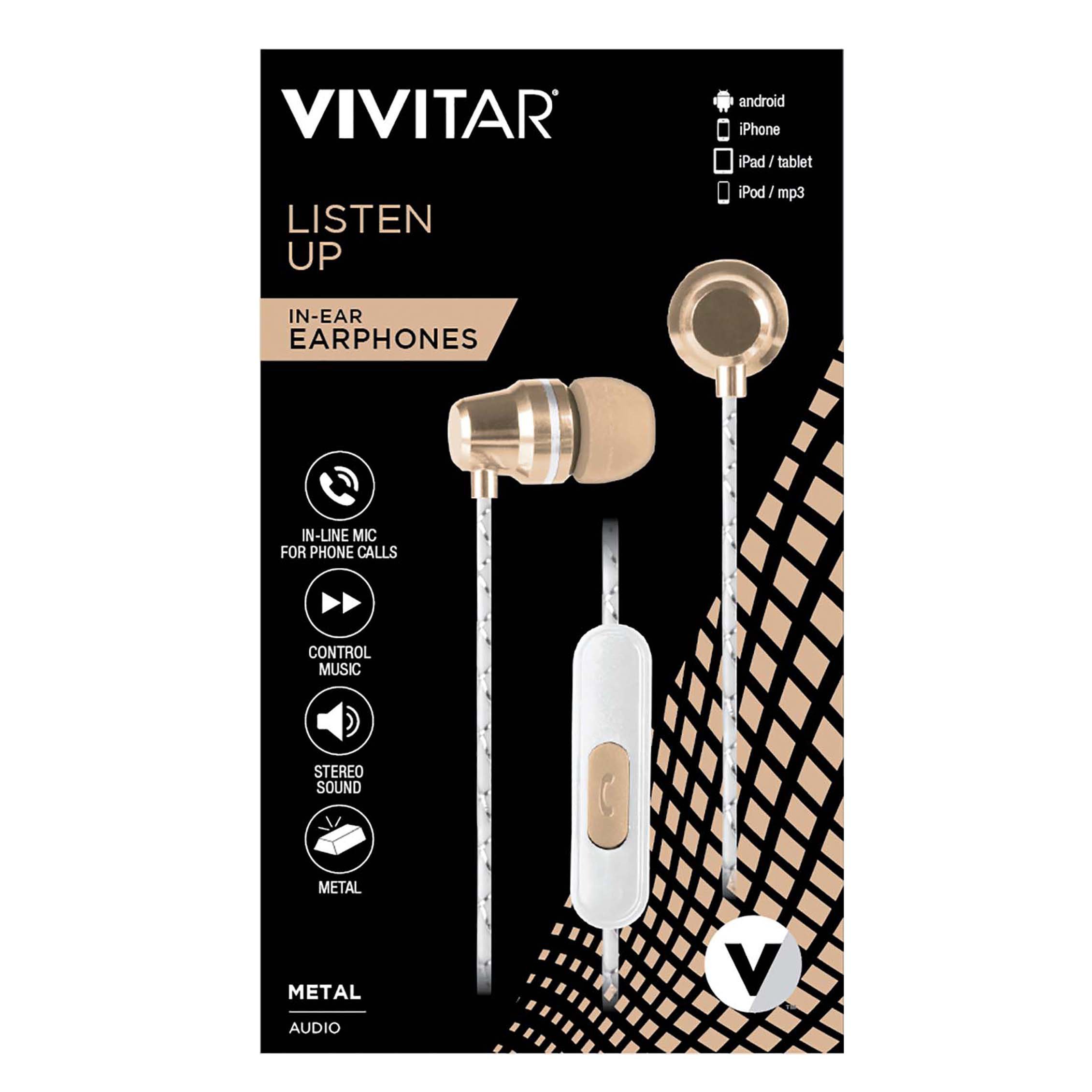 Vivitar Metallic Stereo Earbuds Gold - Shop Electronics at H-E-B