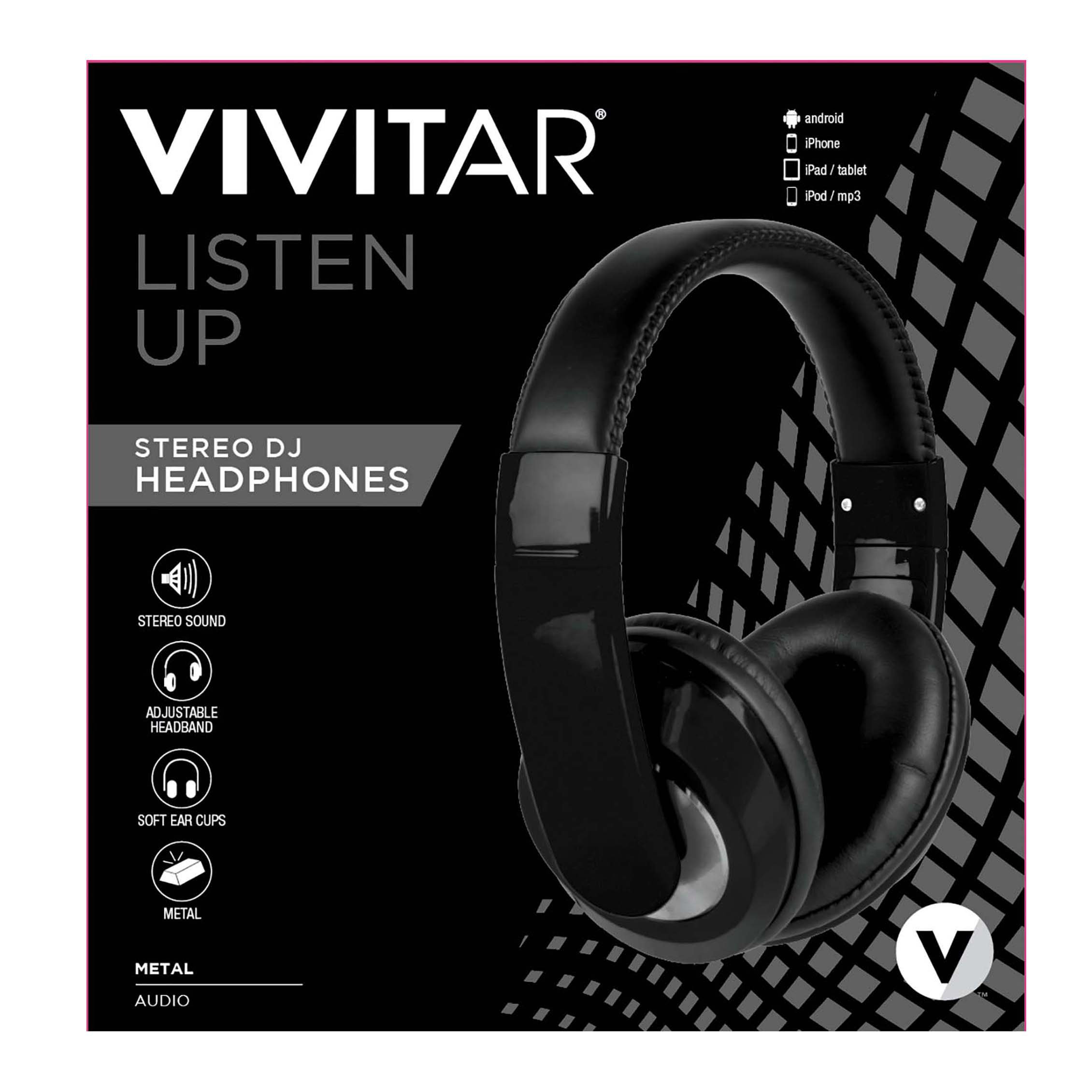 Vivitar Metallic Over The Head Headphones Black Shop Headphones at HEB