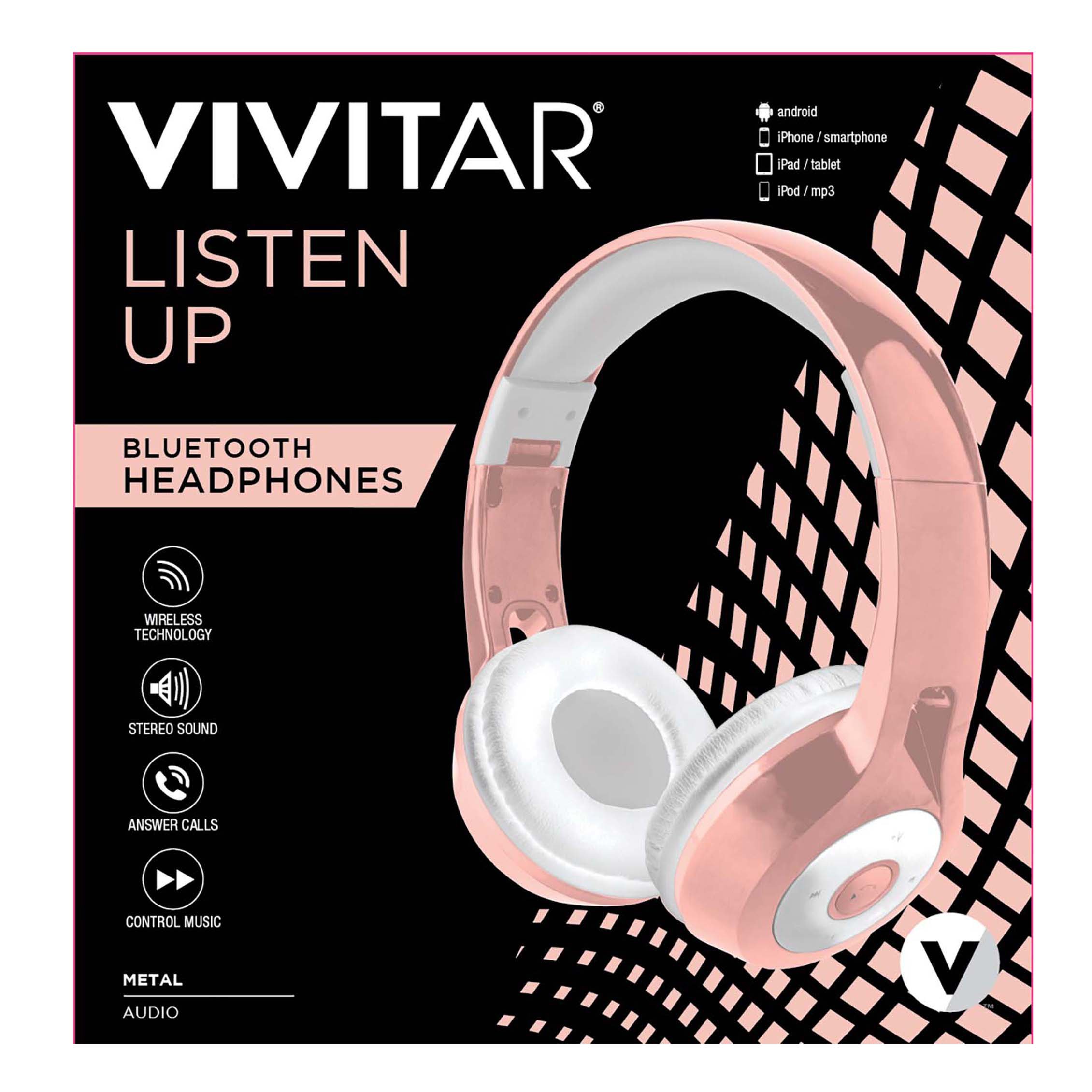 Vivitar Listen Up Bluetooth Headphones Rose Gold