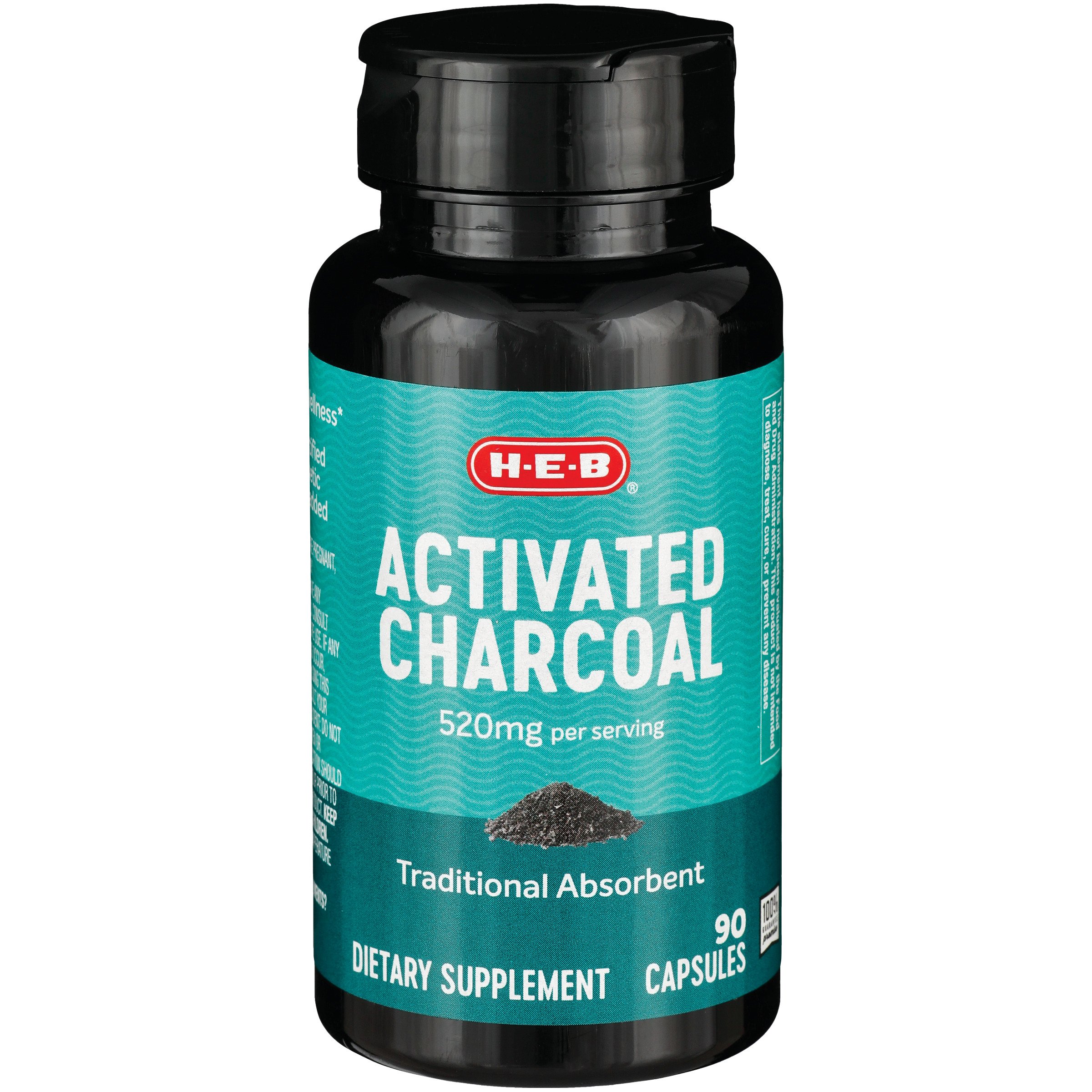 H E B Activated Charcoal Dietary Supplement Capsules 520 mg