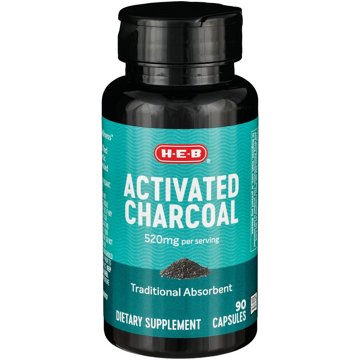 H-E-B Activated Charcoal Dietary Supplement Capsules - 520 mg, 90 ct