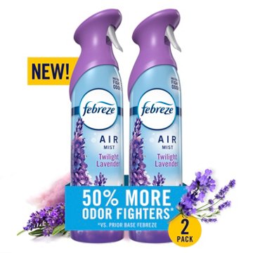 Febreze Air Mist Freshener Odor Fighting Room Spray Value Pack - Twilight Lavender Scent, 2 ct