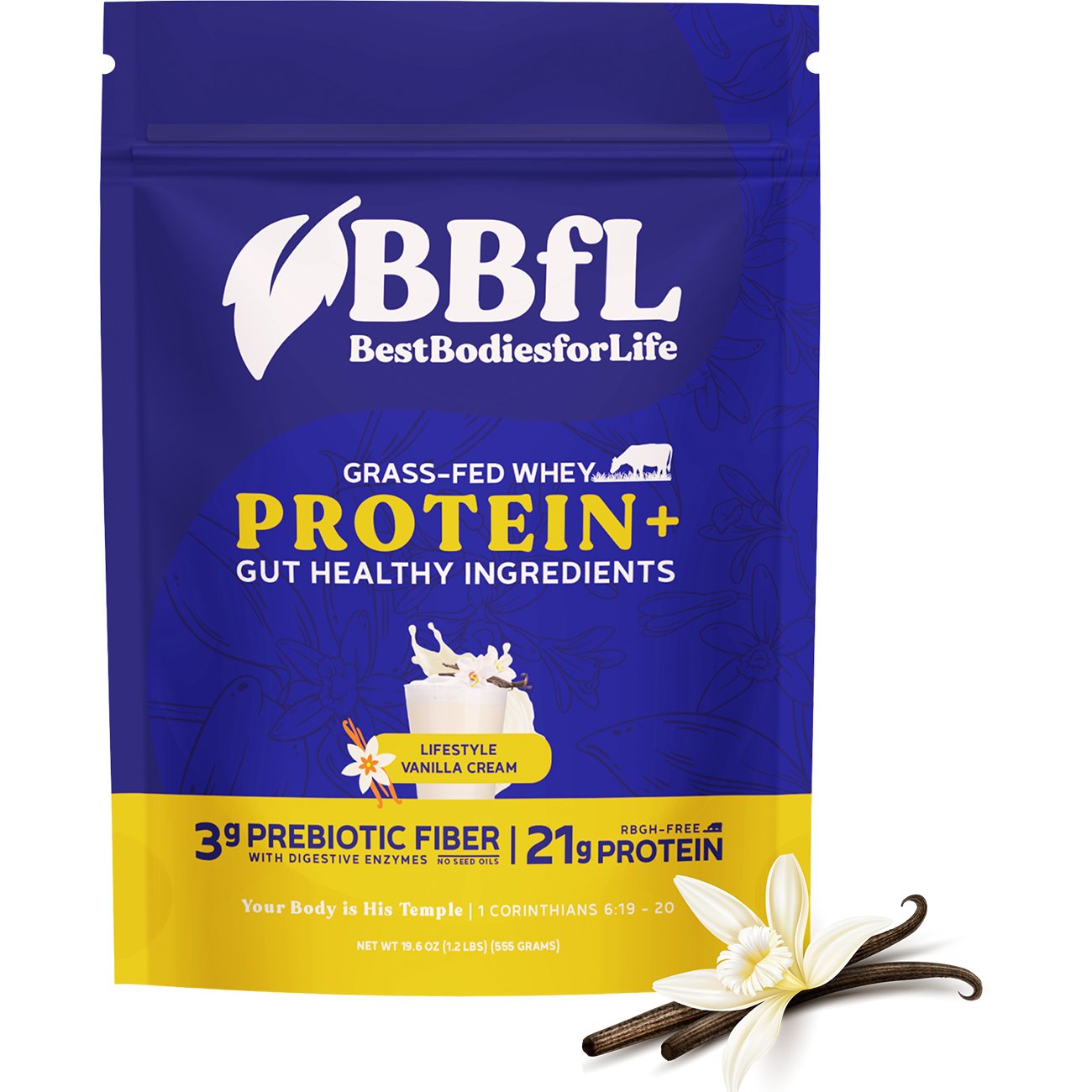 BestBodiesforLife 21g Whey Protein & Meal Replacement Lifestyle Shake - Vanilla Cream, 19.6 oz