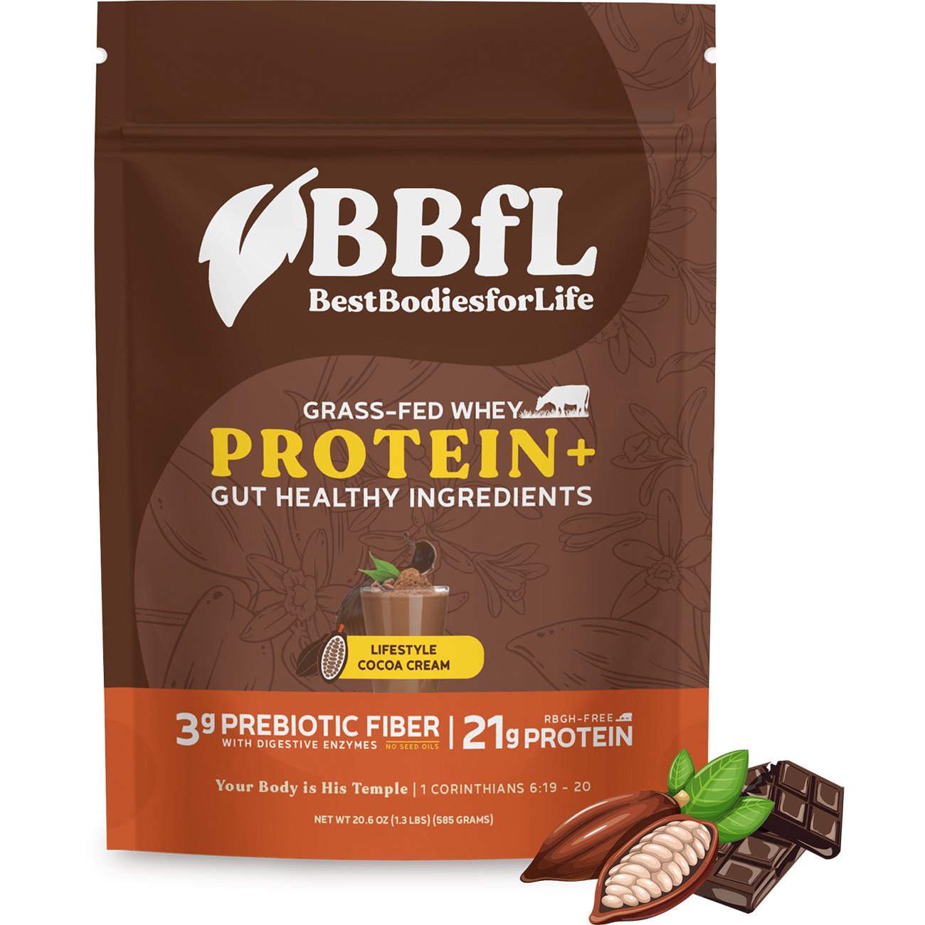 BestBodiesforLife 21g Whey Protein & Meal Replacement Lifestyle Shake - Cocoa Cream, 20.6 oz