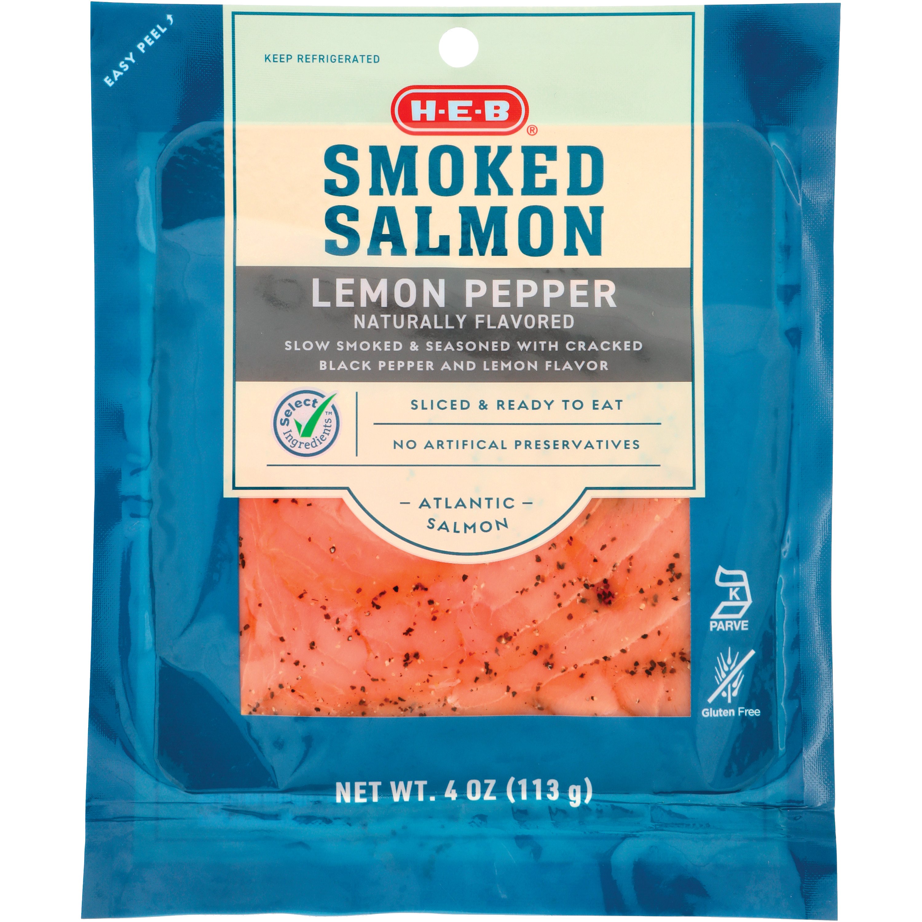 H-E-B Select Ingredients Atlantic Lemon Pepper Smoked Salmon - Shop ...