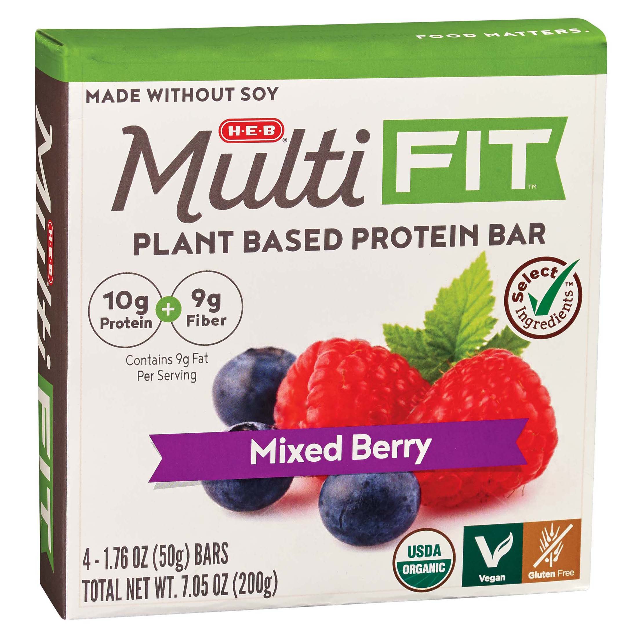 HEB Select Ingredients Multi Fit Mixed Berry Plant Based Protein Bars