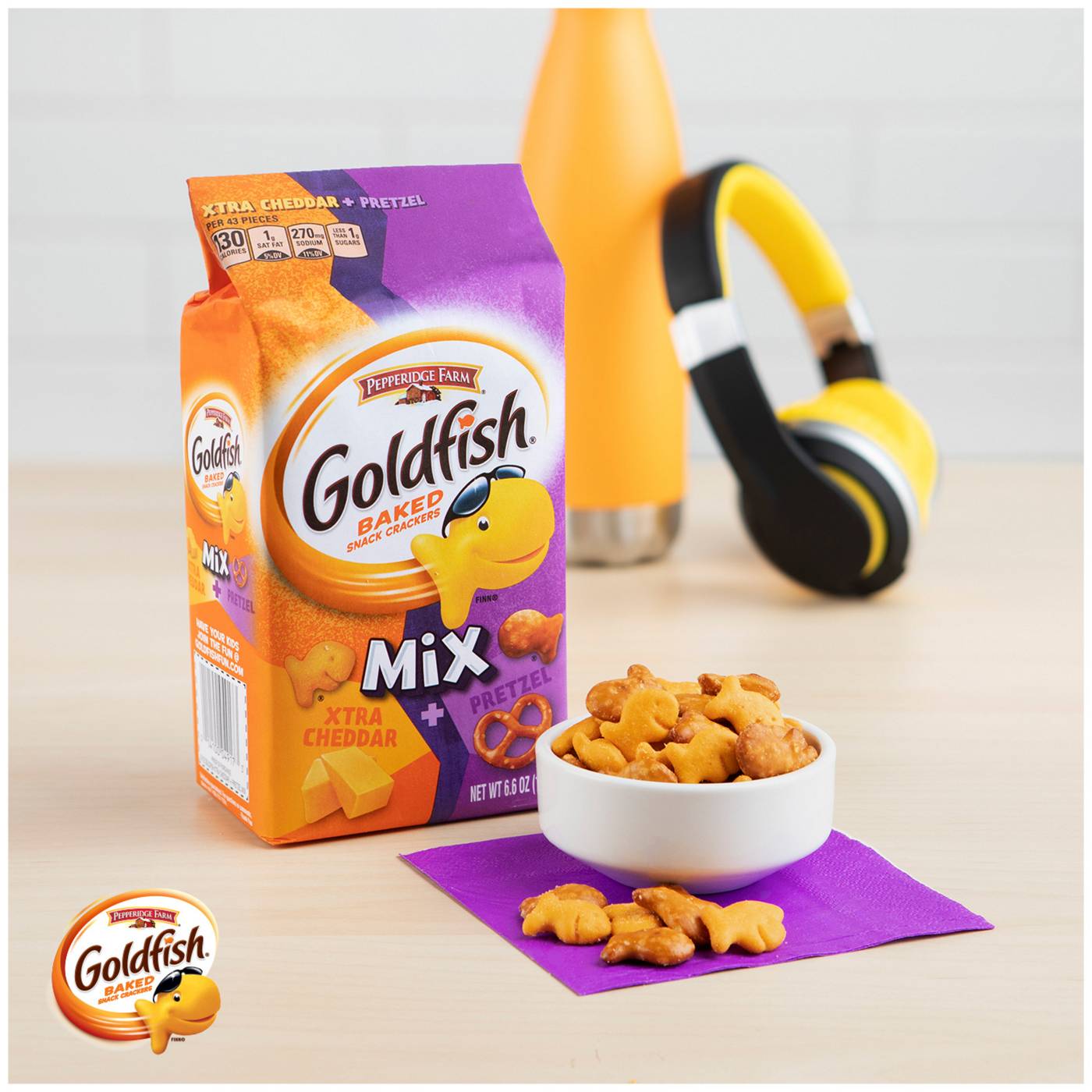 Pepperidge Farm Goldfish Mix Xtra Cheddar + Pretzel Crackers; image 3 of 10