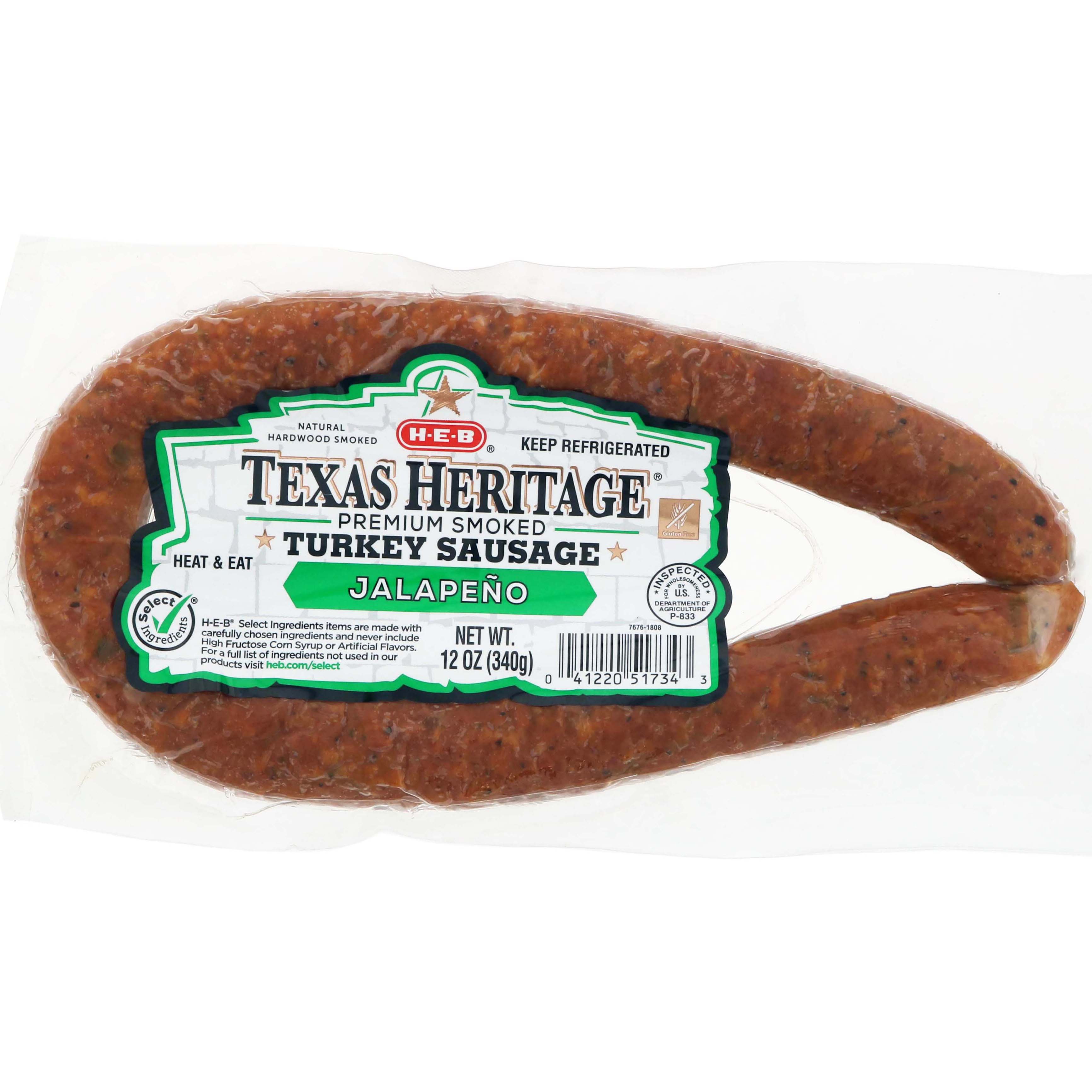 H-E-B Texas Heritage Smoked Turkey Sausage - Jalapeno - Shop Sausage At ...