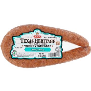 H-E-B Texas Heritage Smoked Turkey Sausage - Original, 12 oz