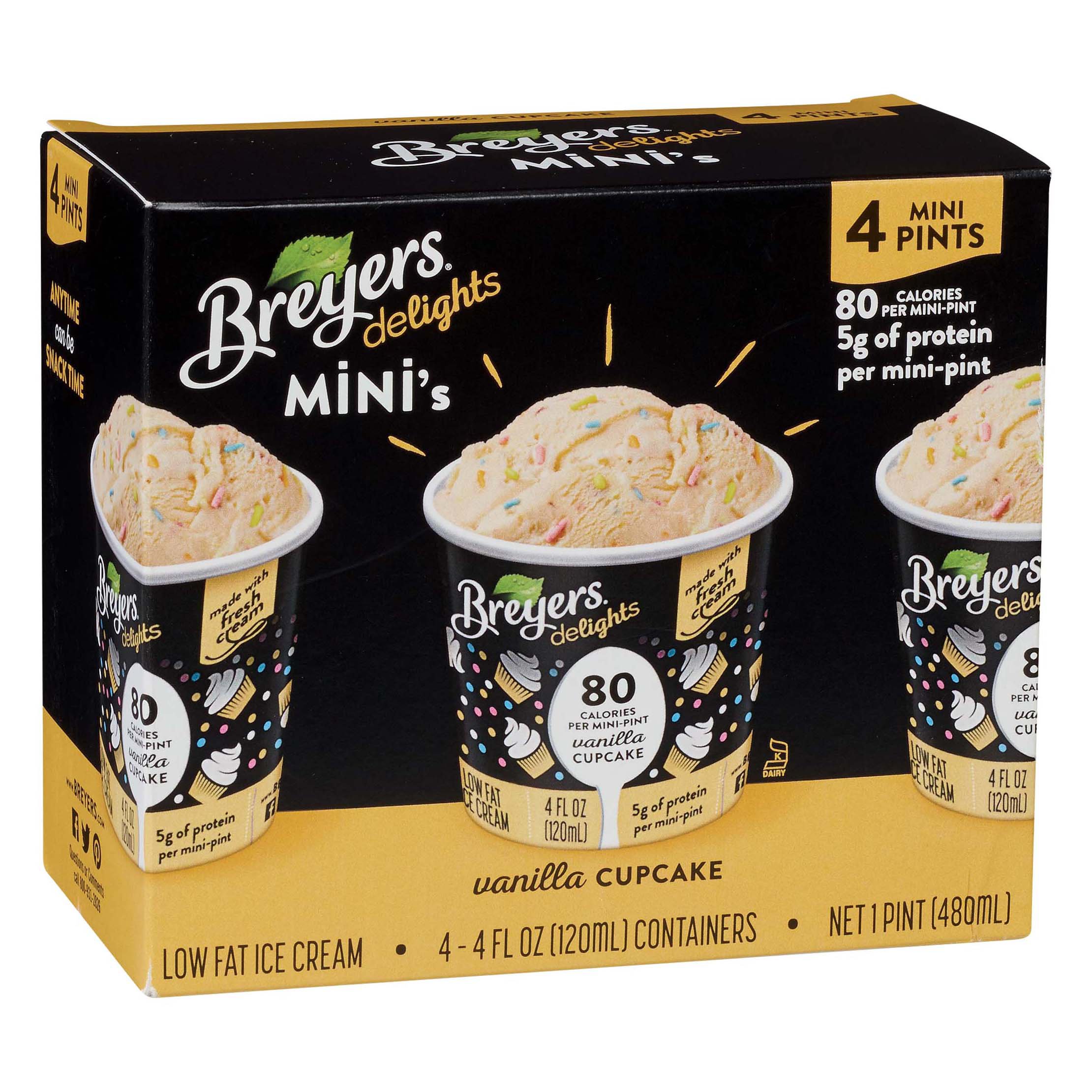 Breyers Delights Mini's Vanilla Cupcake Low Fat Ice Cream Cups Shop