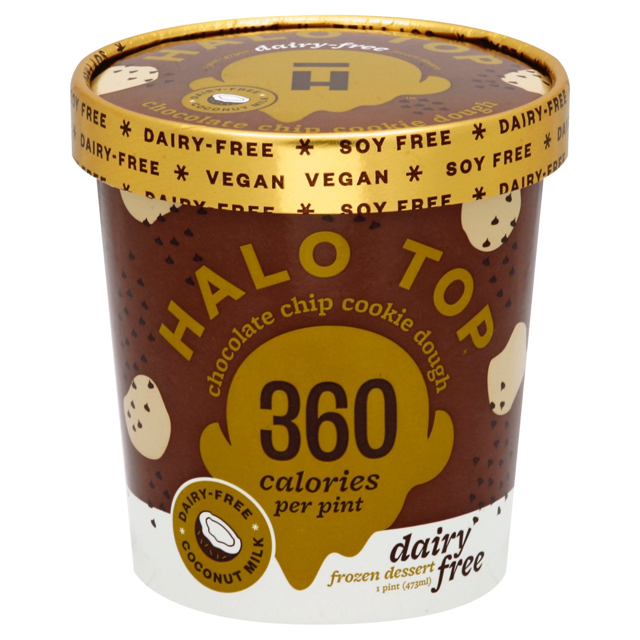 Halo Top Chocolate Chip Cookie Dough Dairy Free Ice Cream Shop Ice Cream At H E B