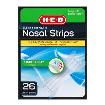 H-E-B Extra Strength Nasal Strips – Clear, 26 ct