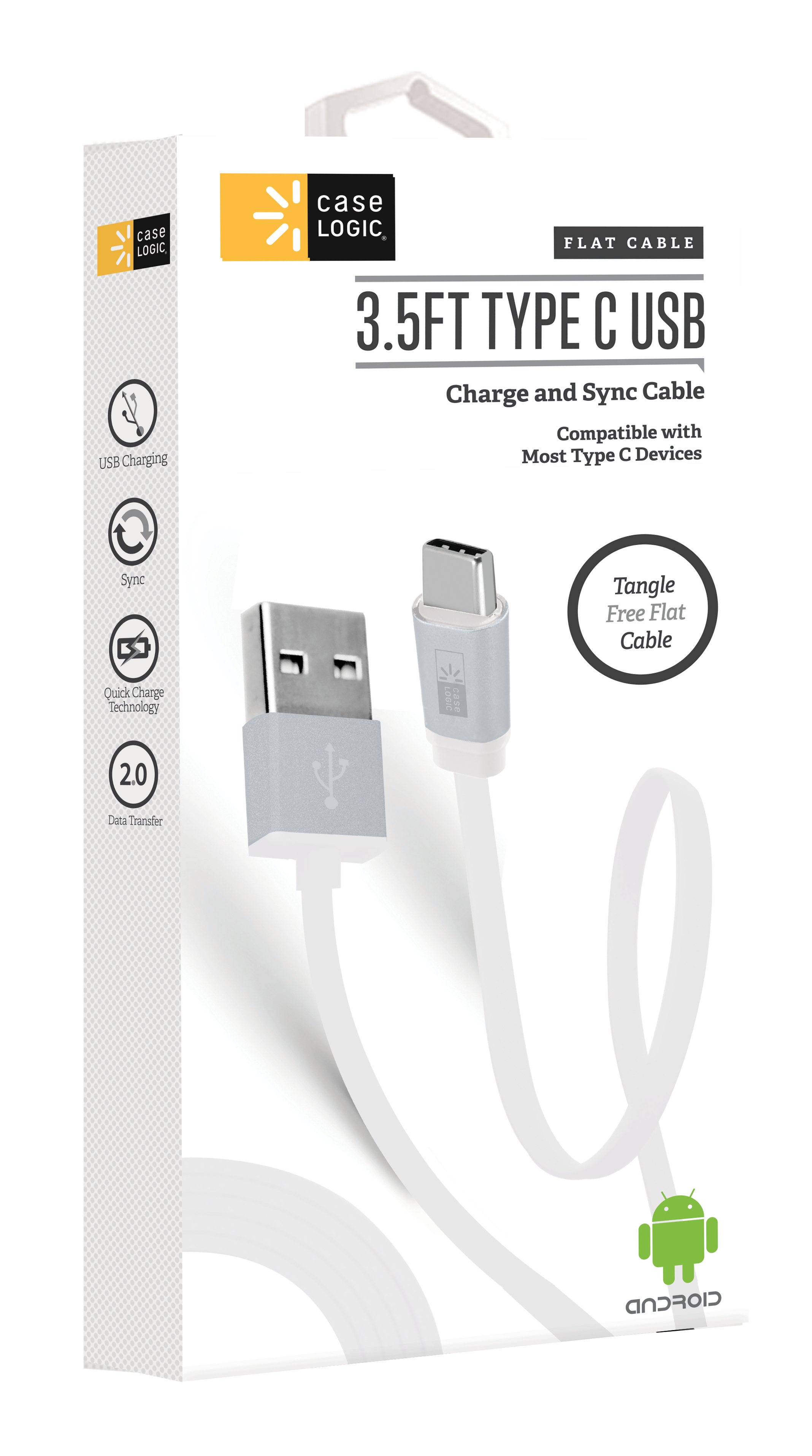 Case Logic Type C Flat Cable White Shop Phone Chargers at HEB