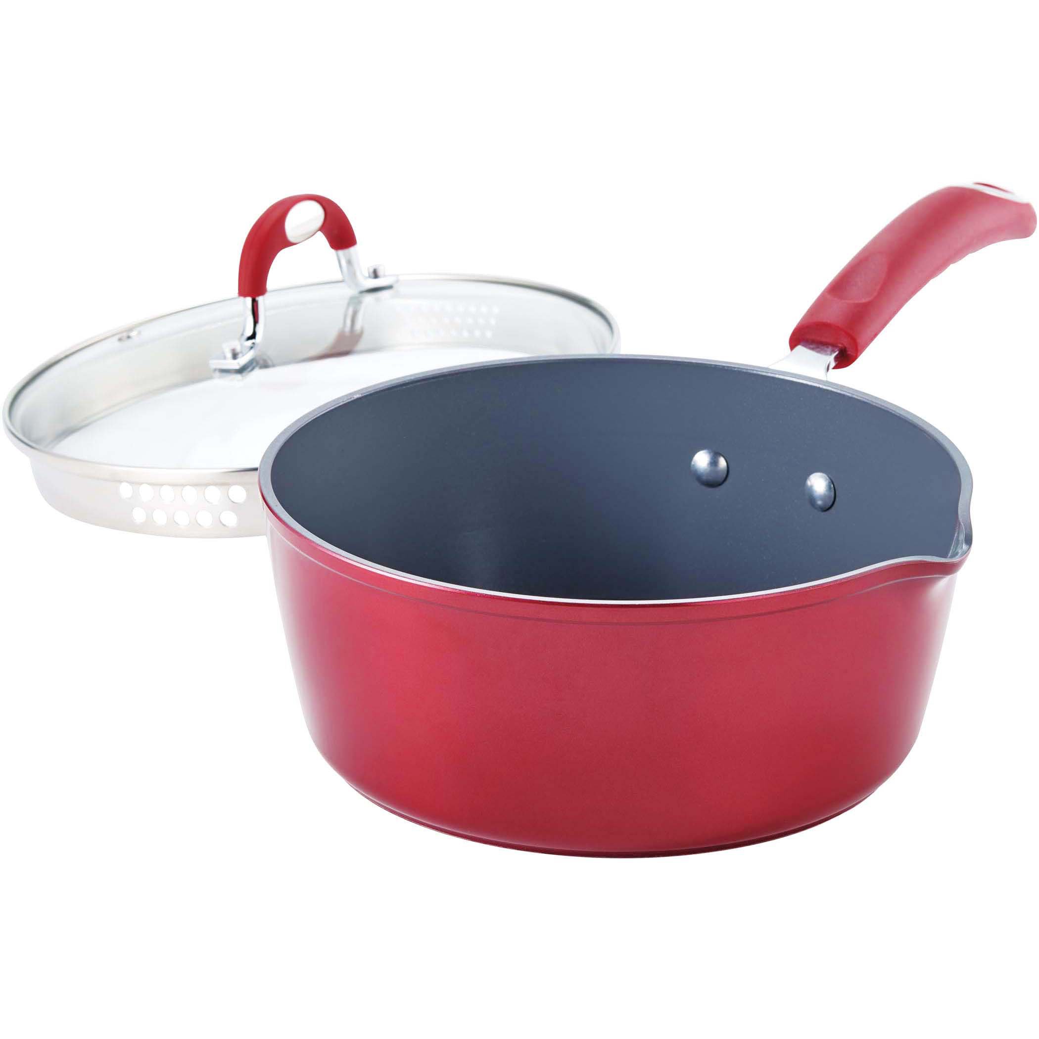 Kitchen & Table Red Saucepan With Straining Lid Shop Cookware at HEB