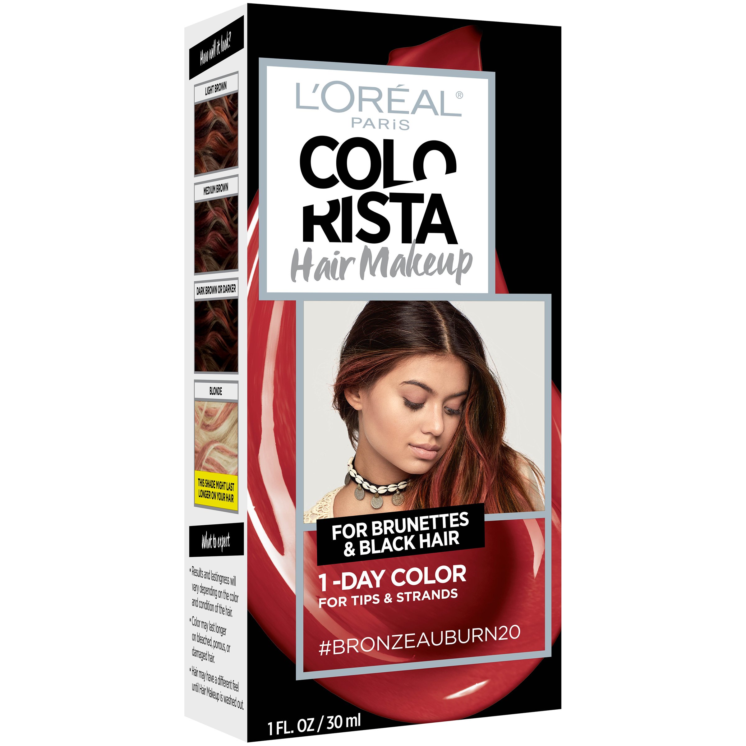 L'Oreal Paris Colorista Hair Makeup 1Day Hair Color, BronzeAuburn
