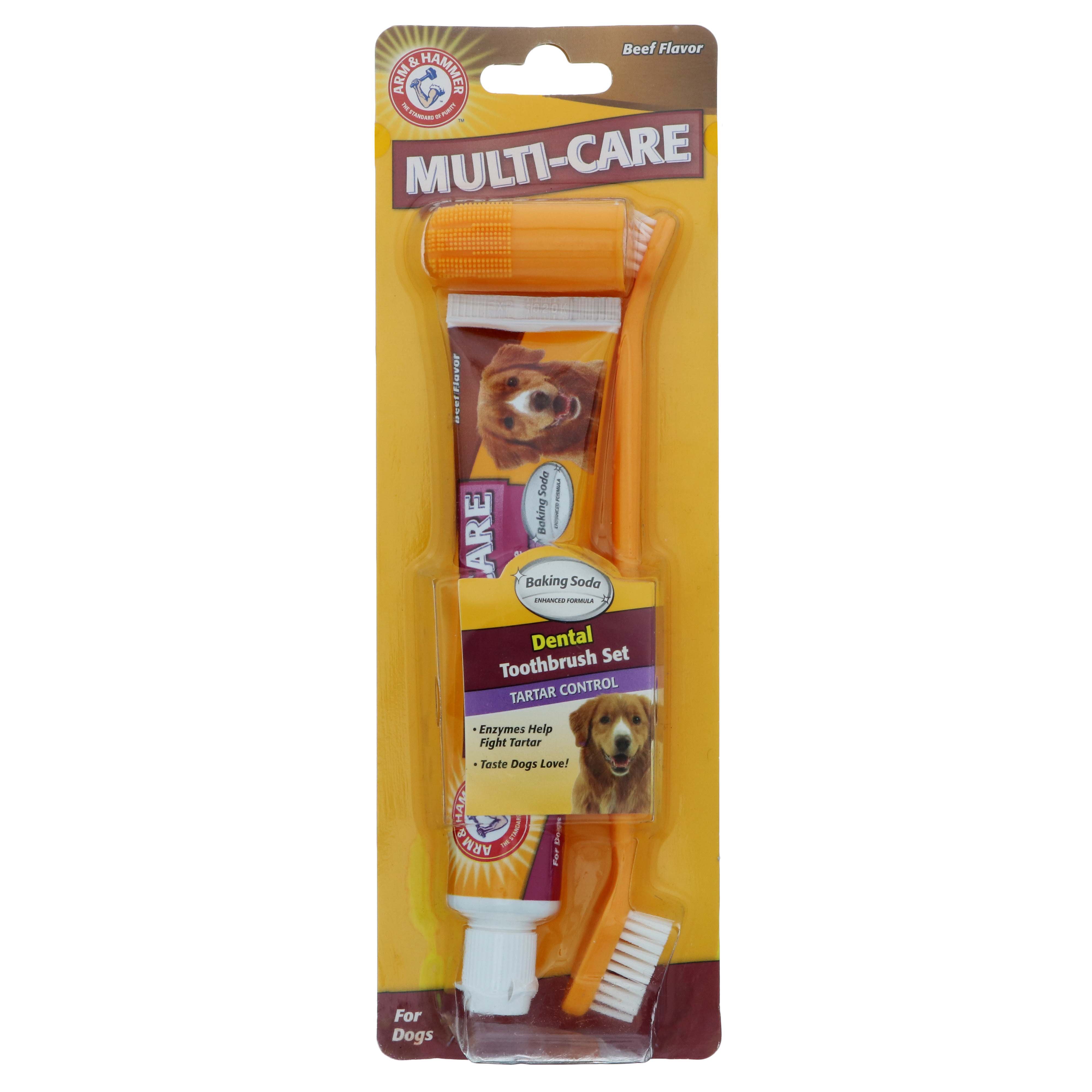 Arm & Hammer Dog Multi Care Dental Toothbrush Set Beef Shop Dogs at HEB