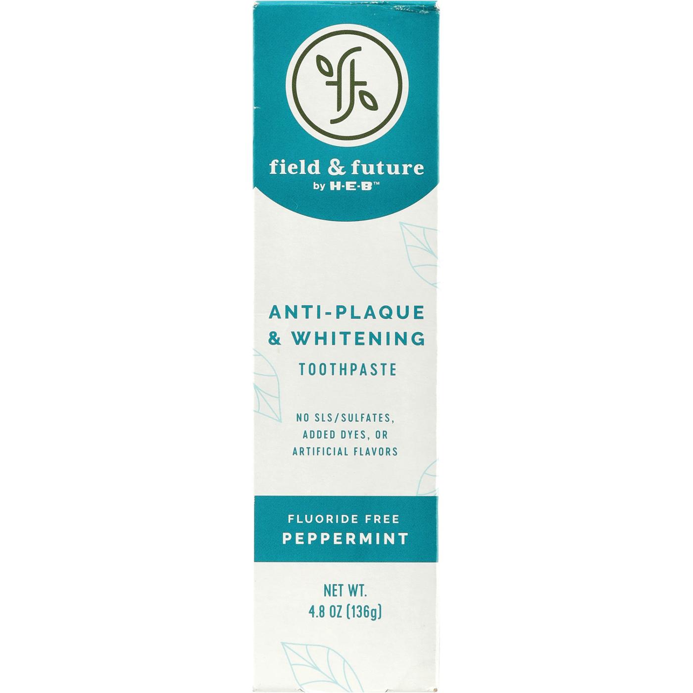 Field & Future by H-E-B Anti-Plaque & Whitening Fluoride-Free Toothpaste - Peppermint; image 1 of 5