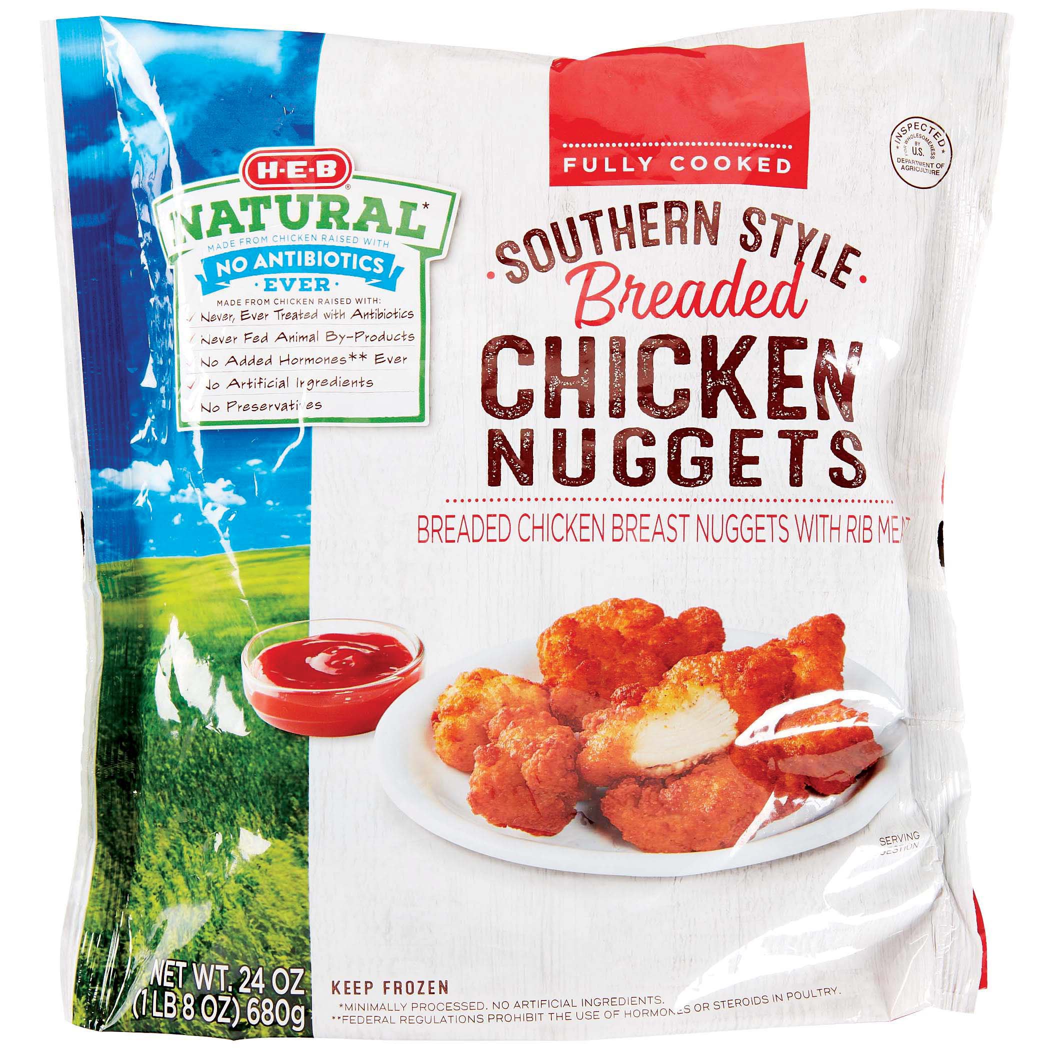 HEB Fully Cooked Natural Southern Style Breaded Chicken Nuggets