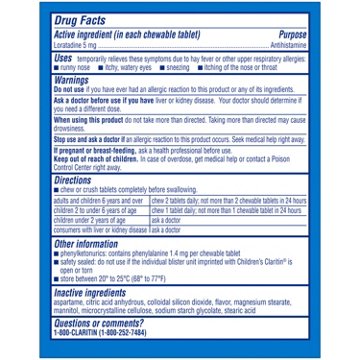 Claritin Children's 24 Hr Non-Drowsy Antihistamine Allergy Chewables - Grape