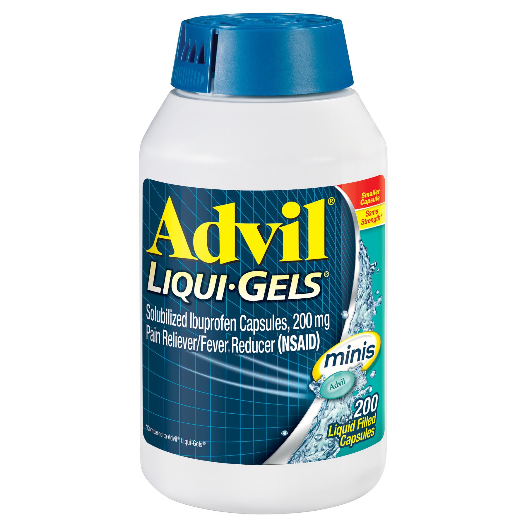 Advil Liqui-Gels Minis Pain Relief Ibuprofen Liquid Filled Capsules ...