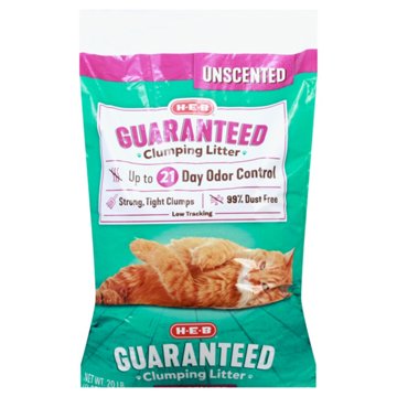 H-E-B Unscented Guaranteed Clumping Litter, 20 lb