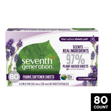 Seventh Generation Fabric Softener Dryer Sheets - Lavender, 80 ct