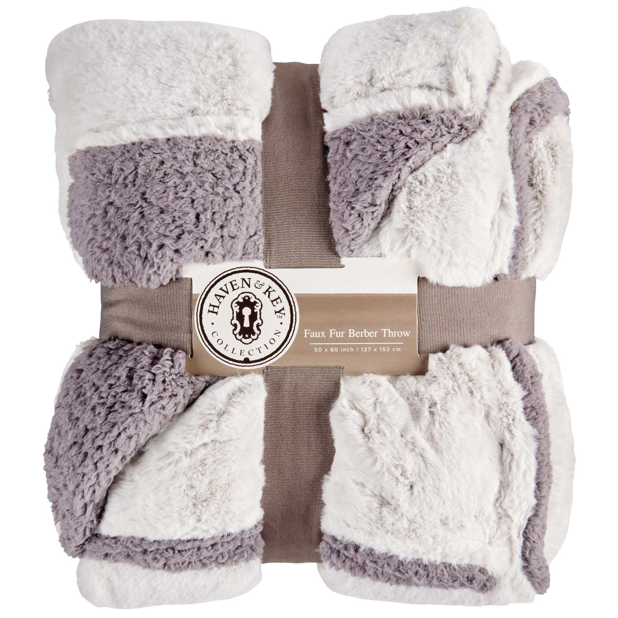 Haven & Key Heather Faux Fur Berber Throw Shop Blankets & Throws at HEB
