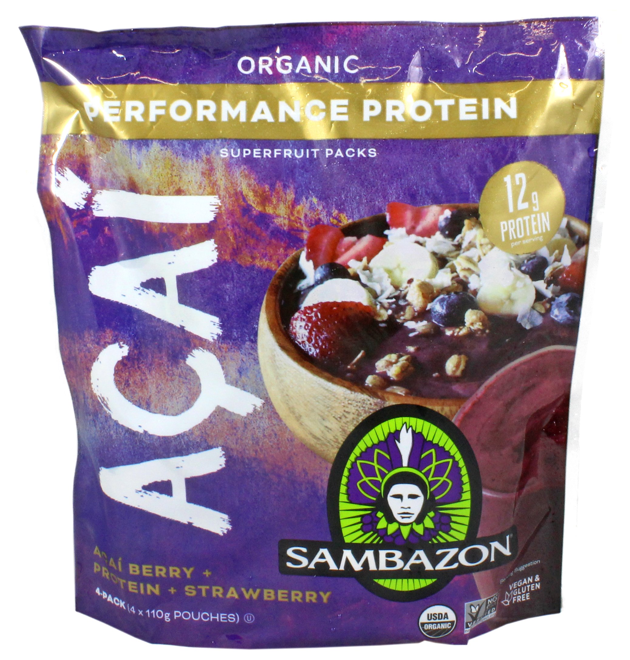 Sambazon Superfruit Smoothies Acai Strawberry Protein, 4 ct