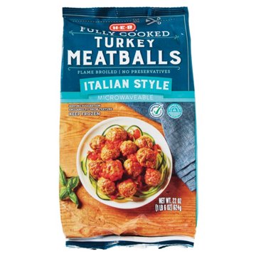 H-E-B Fully Cooked Frozen Turkey Meatballs - Italian Style, 22 oz